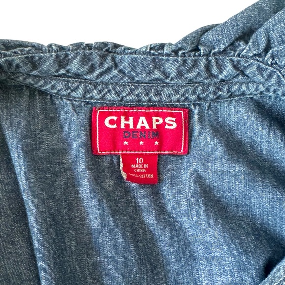 CHAPS DENIM RUFFLE BUTTON TOP - Picture 6 of 6